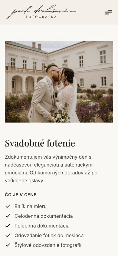 Služba Svadobné fotenie na telefóne s fotografiou a tým, čo je v cene
